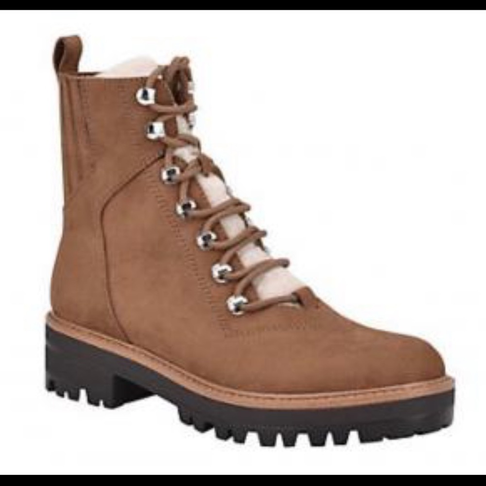 Nine West Sherpa Lace up Booties